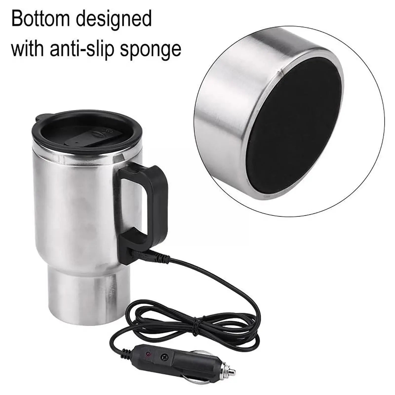 12V USB Car Electric kettle Stainless Steel Inner Tank Electric Heating Car Car Cup Cup Hot 450ml Heating Thermos Water