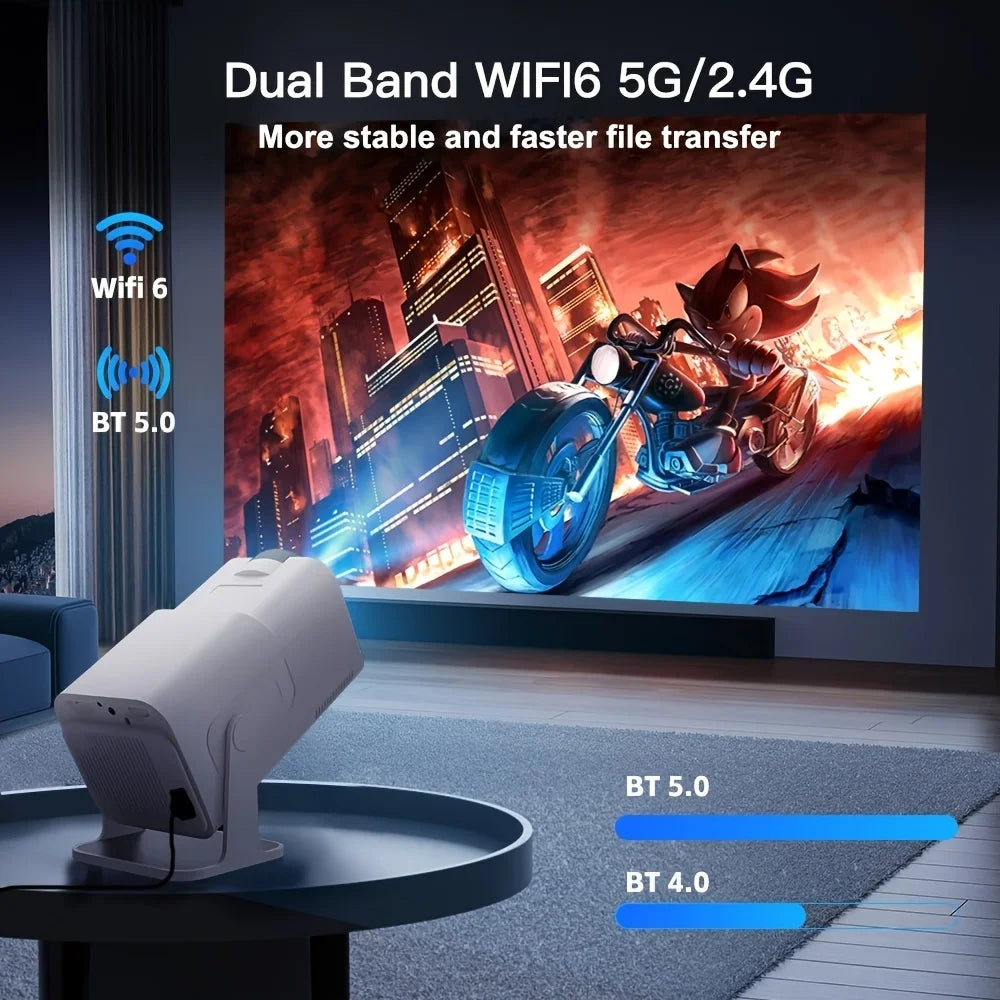 Smart Projector Native 1080P Support 4K 390 ANSI HD Brightness Android 11.0 WiFi 6 Auto Focus & Keystone Correction