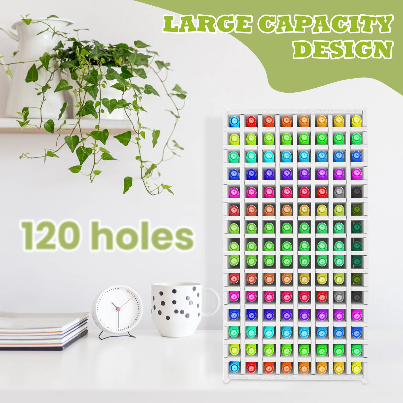 120/180 Slots Marker Pencil Storage Rack Large Capacity Desktop Marker Organizer Colored Pencil Stationery Store Pencil