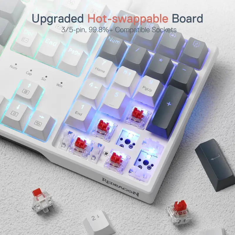 Redragon K668 RGB Gaming Keyboard 108 Keys Wired Mechanical Keyboard w/Extra 4 Hotkeys Upgraded Hot-swappable