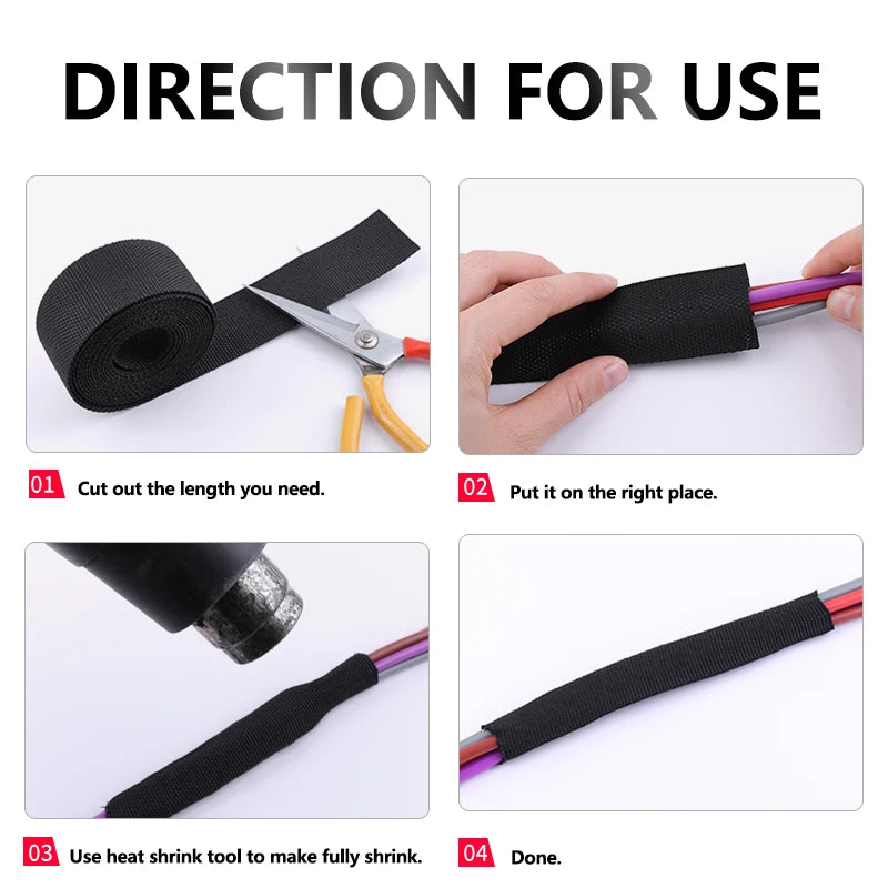 1/5/10/50M Heat Shrink Braided Sleeving Dia 4mm - 30mm Auto Car Wire Wrap Sheath Insulated Tube Line Protection PET