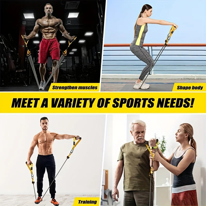 12 piece high-strength tension rope training set - environmentally friendly TPE latex anti breakage elastic