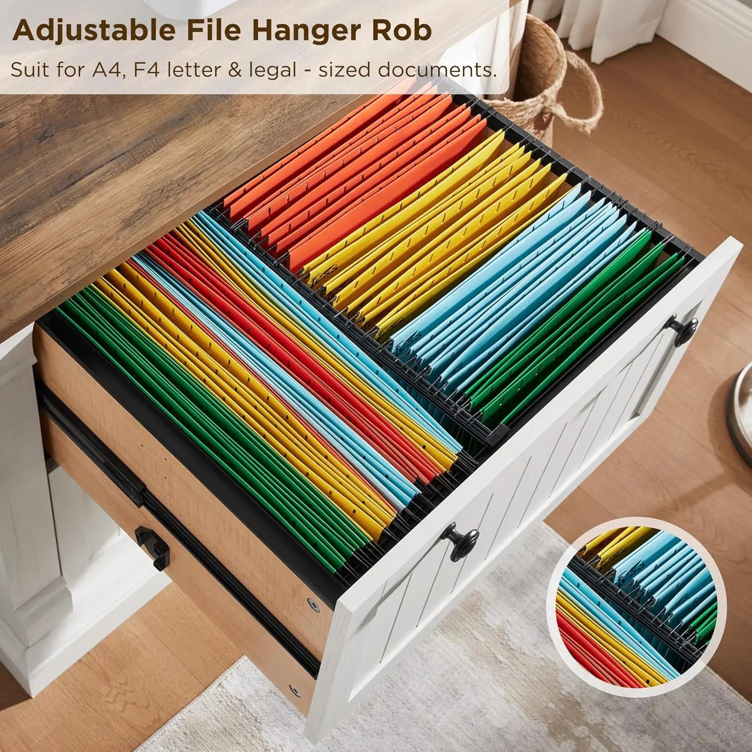 Farmhouse File Cabinet with 2 Drawers 30’’ Lateral Filing Cabinet with Hanging File Folders Interlocking Drawers