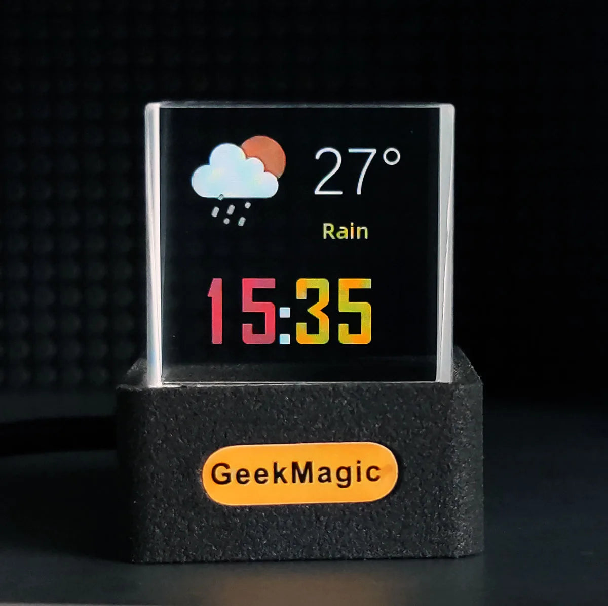 GeekMagic GIFTV Crystal Holographic Desktop Decoration Smart Weather Station Digital Clock with GIF Animations