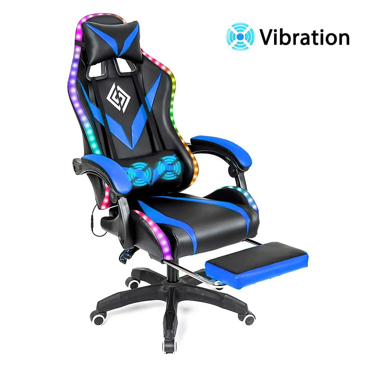 135 Degrees Gaming Chair RGB Light Office Chair Bluetooth Speaker Gamer Computer Chair Ergonomic Swivel 2 Point Massage