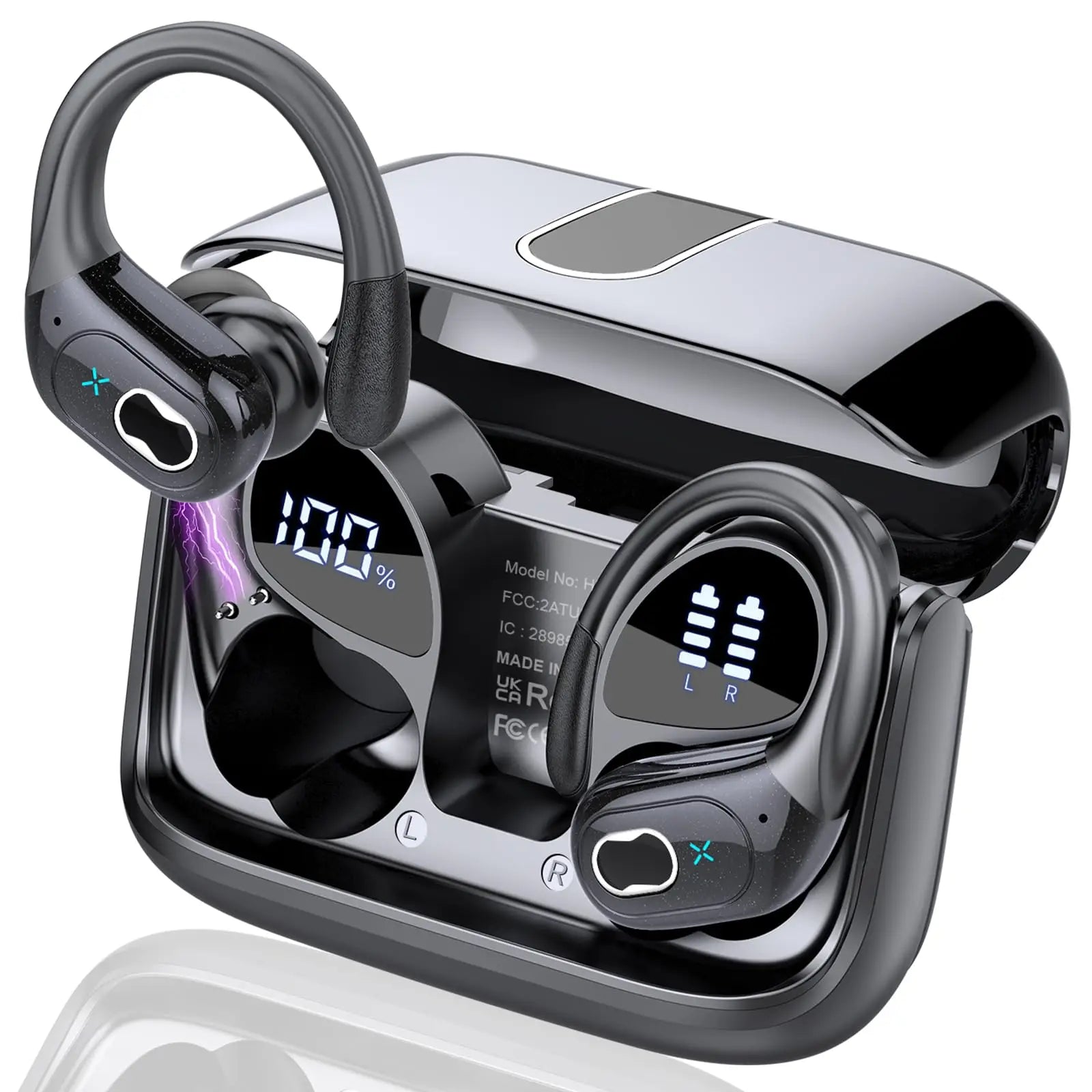 Wireless Earbuds Bluetooth 5.4 75H Playtime Hi-Fi Stereo Deep Bass ENC Mic IPX7 Waterproof Earhooks Sport Earphones.