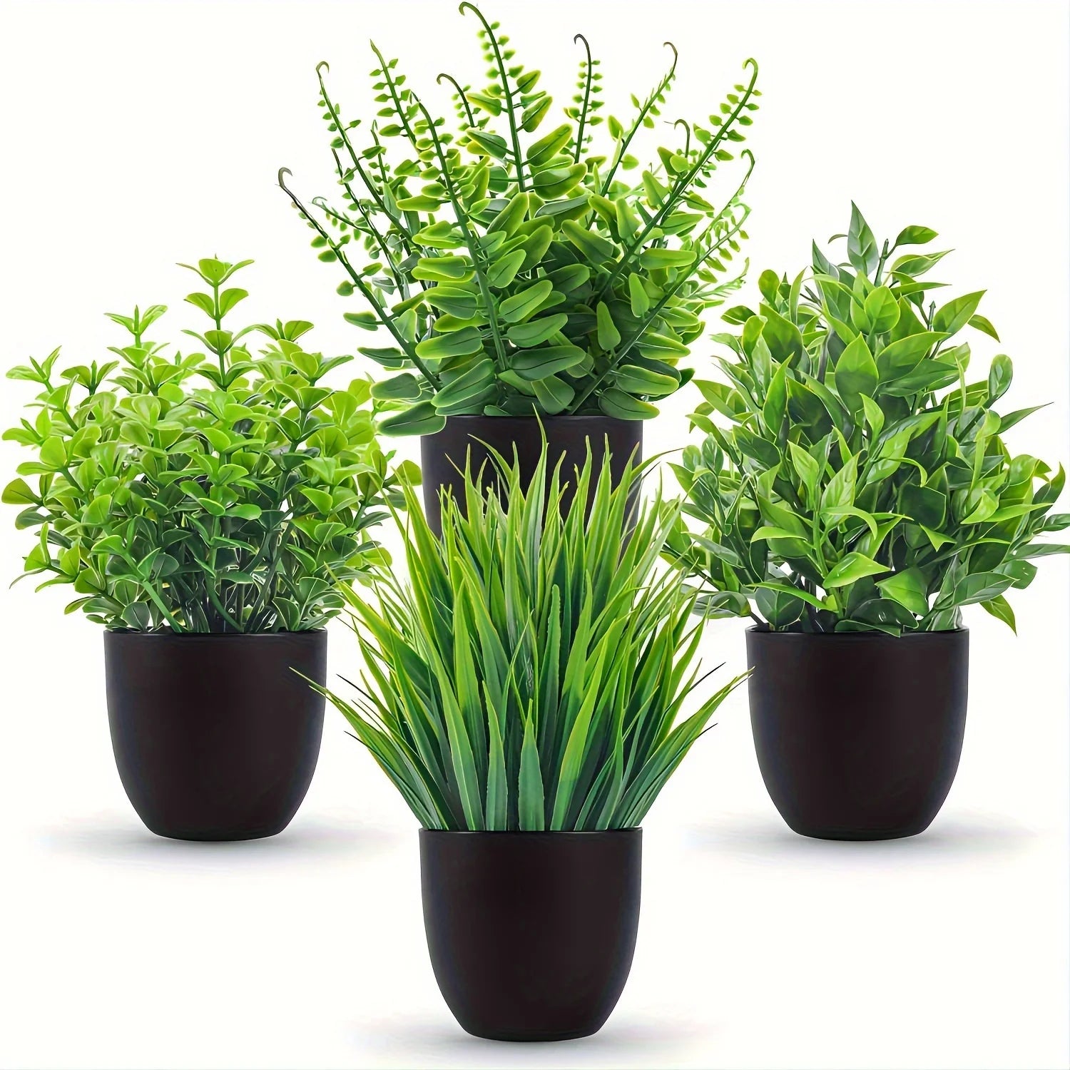 4 Pack Mini Artificial Potted Plants Fake Bonsai Greenery for Home Office Farmhouse Bathroom Shelf Decor Indoor
