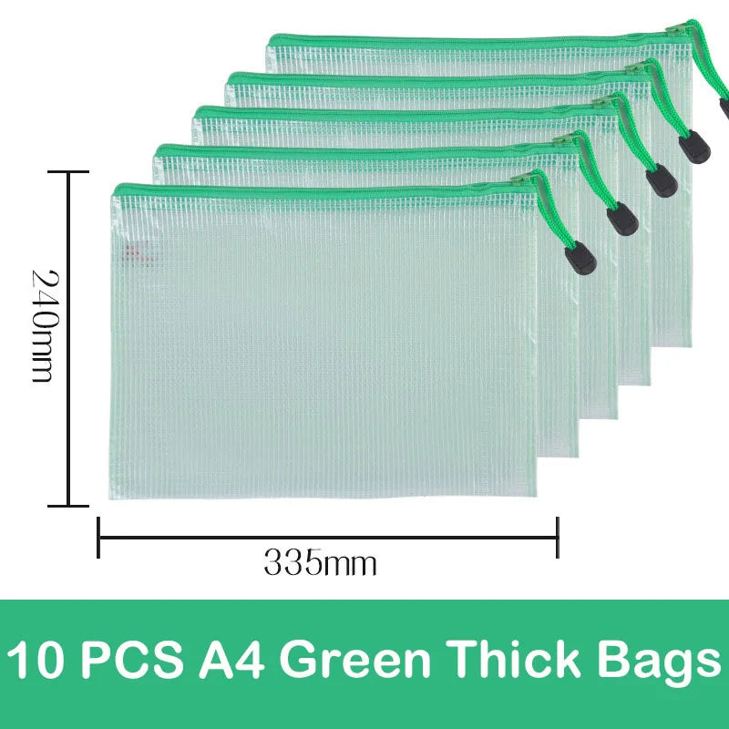 10/20 Pcs Mesh Zipper Pouch Document Bag Waterproof Zip File Folders A4 A5 A6 School Office Supplies Pencil Case