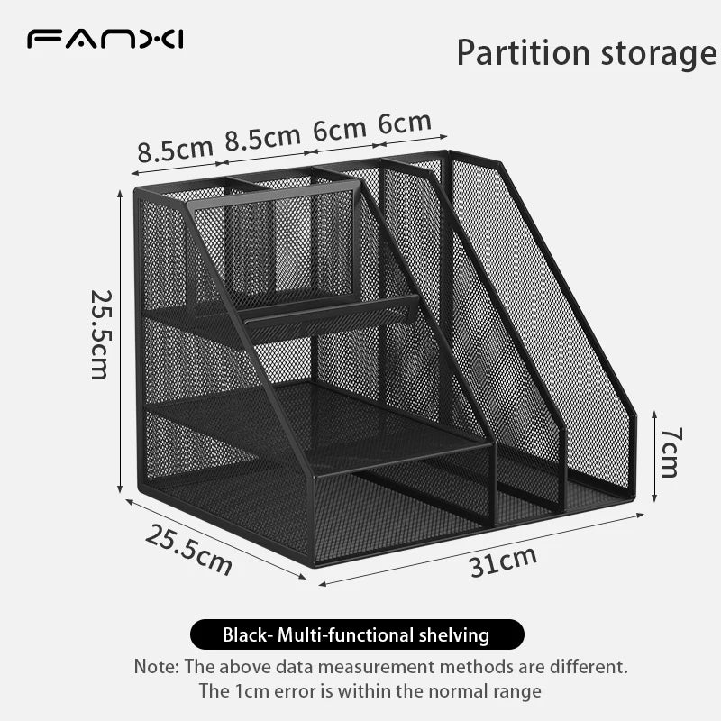Desk Organizer with File Holder Desk Organizers with 3 Tier Letter Trays and 2 Pen Holders Mesh Desk Accessories &