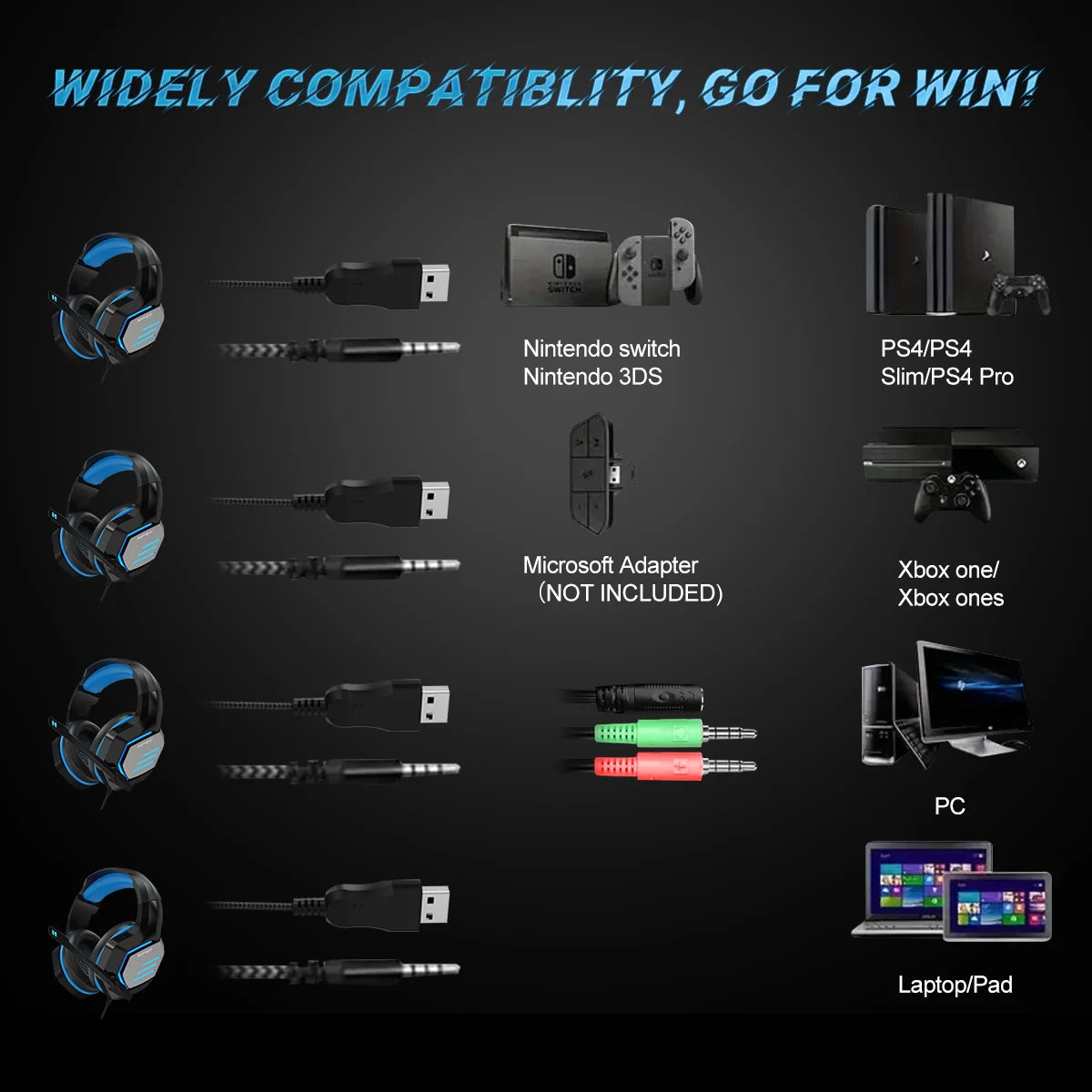 NPET HS10 3.5mm Wired Gaming Headphones With Microphone 120° Adjustable PC Bass Stereo Gamer Headset For PS4 PS5 Xbox