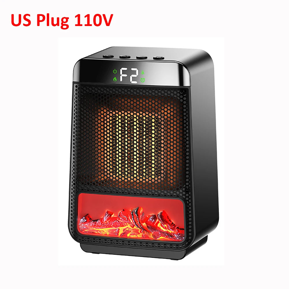 Fan Heater Hot Air Blower 1000W Electric Heating Fans 3D Flame Mini Space Heater Portable Fan Heaters for Home Office