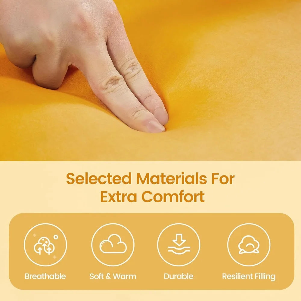 Yellow Chairs Set of 2 Accent Chair for Bedroom Armchair for Living Room Velvet Fabric Club Chair with Soft Padded