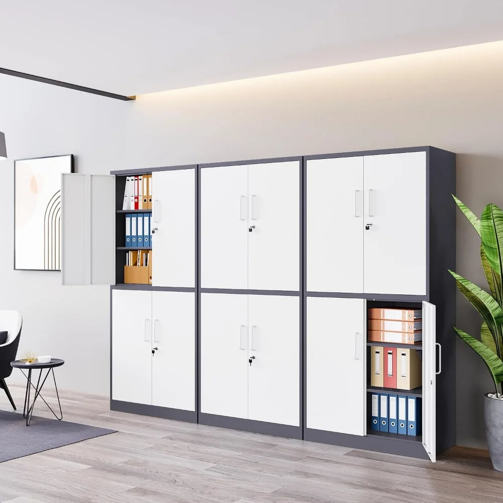 Metal Storage File Cabinet with 4 Doors Steel Storage Cabinet with Locking Doors and 5 Shelves for Home Office Hospital