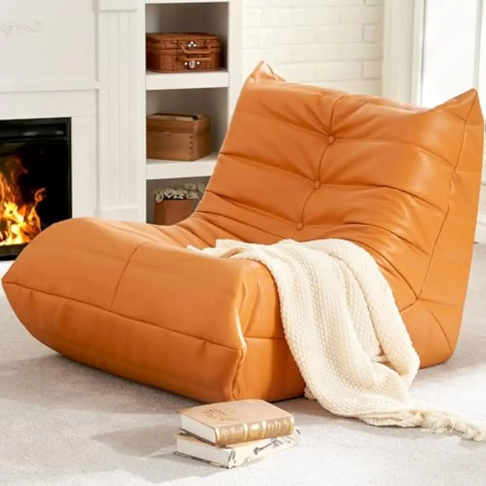 living room sofas Bean Bag Chair Lazy Floor Sofa Memory Foam Fireside Sofa for Adults Big Beanbag Faux Leather Armless