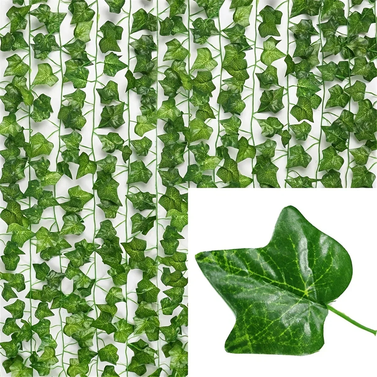 Artificial Green Ivy Vine Hanging Garland Silk Maple Leaves Rattan Fake Plant for Garden Christmas Wedding Party Home