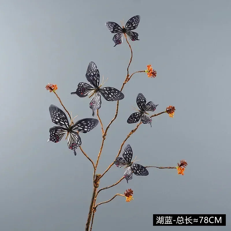 Simulation 5 Flower Butterfly Artificial Flower Bouquet Home Living Room Porch Dining Table Wedding Decoration Indoor