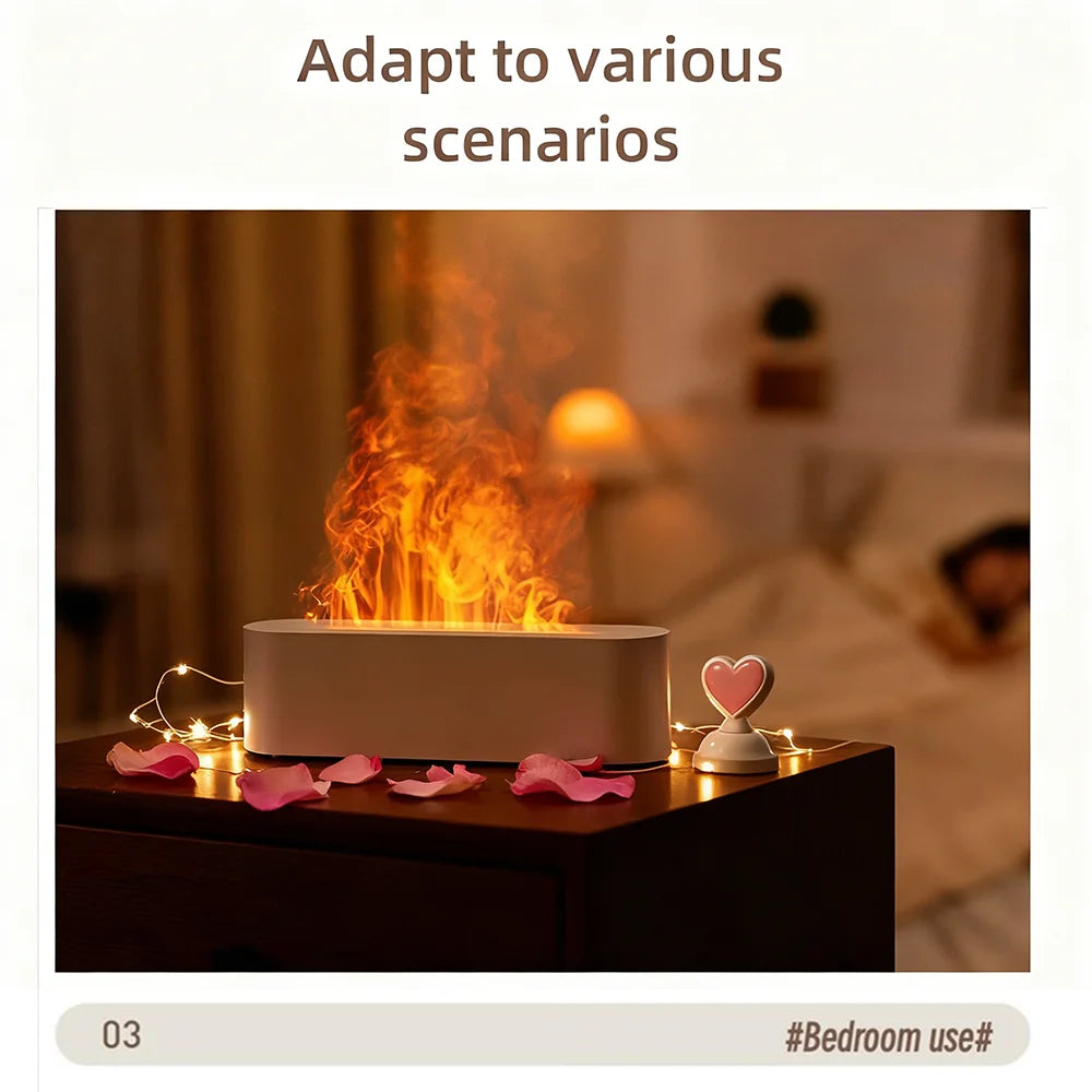 1pc Simulated Flame Air Humidifier | Aroma Diffuser with 7-Color Ambient Lights 3-level Timer Fine Mist & Quiet