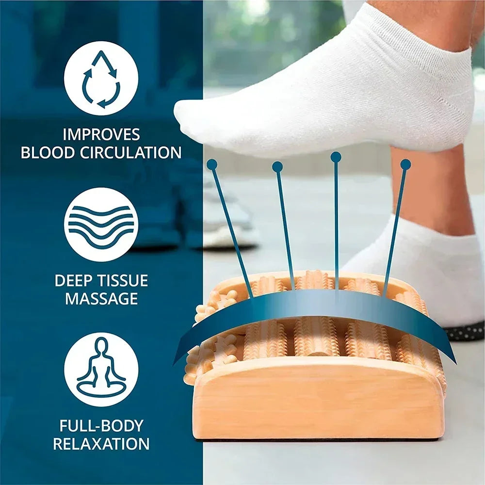 Wooden ten row large roller foot massager for hand massage household foot massager Relieves Fatigue Pain and Fasciitis