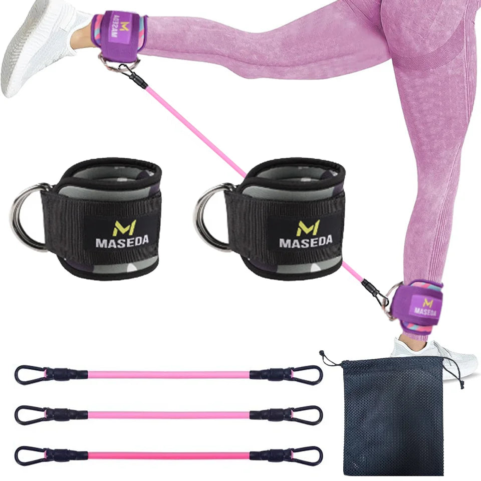 LOOGDEEL D-Ring Support Ankle Cuffs Resistance Bands Ankle Straps Fitness Yoga Leg Strength Safety Extensions Gym Guard