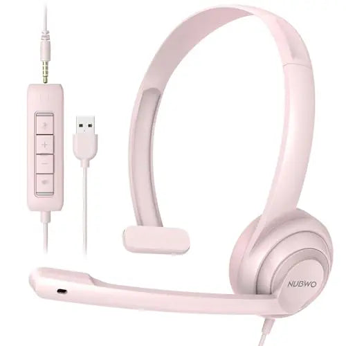 NUBWO HW02 USB Headset with Mic Noise Cancelling Ultra Comfort Computer Headset for Laptop pc On-Ear Wired Office Call