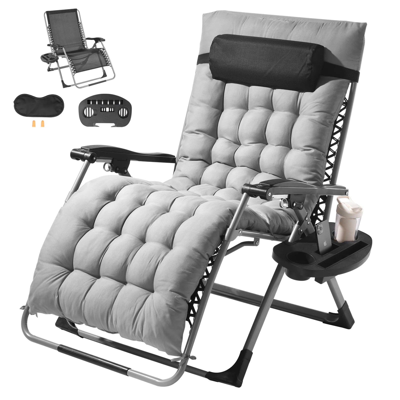 SucceBuy Zero Gravity Chair Zero Gravity Recliner Lounge Chair Adjustable Anti Gravity Chair with Cushion Footrest
