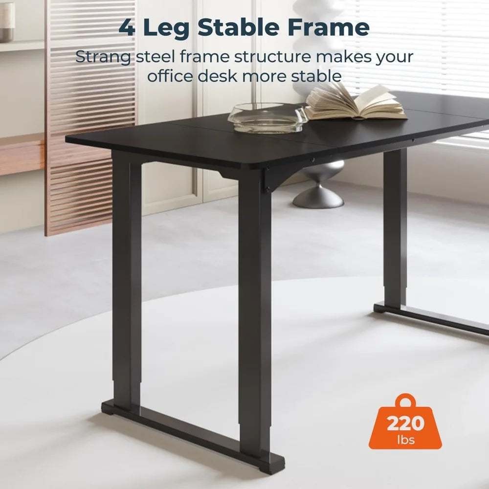 4 Legs Standing Desk Large 79x31 Inches Electric Adjustable Height Desk with Splice Board Stand Up Desk Home Office