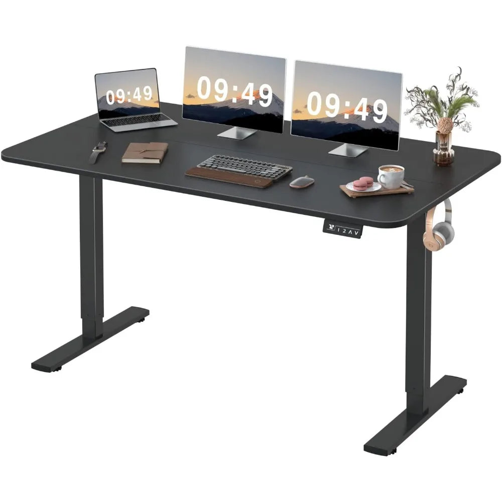 55 x 24 Inches Electric Height Adjustable Standing Desk Large Sit Stand Up Desk Home Office Computer Desk Memory Preset