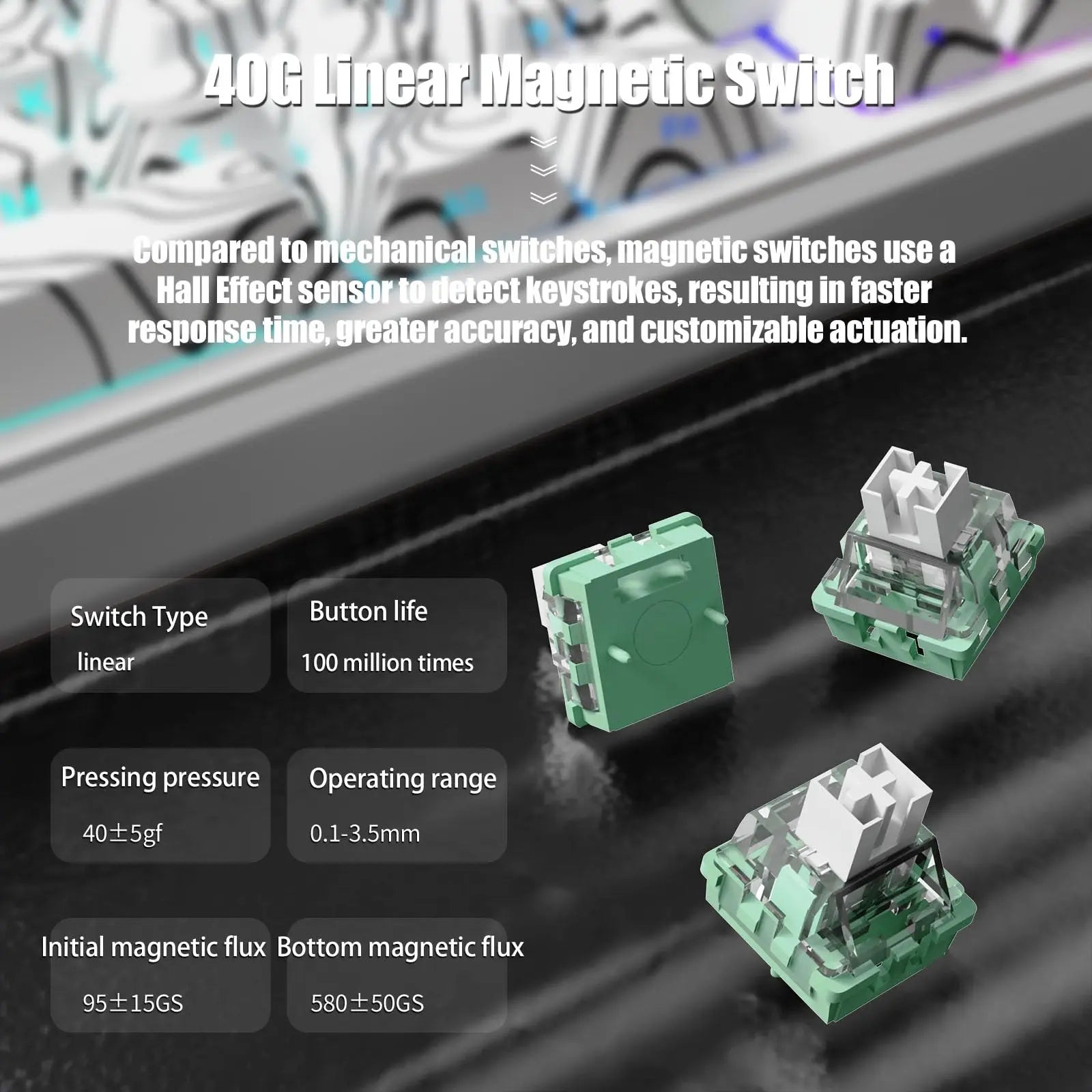 ATTACK SHARK X65PRO HE Rapid Trigger Wireless Gaming Keyboard 0.01mm RT Accuracy 8KHz Polling Rate Tri-Mode Magnetic