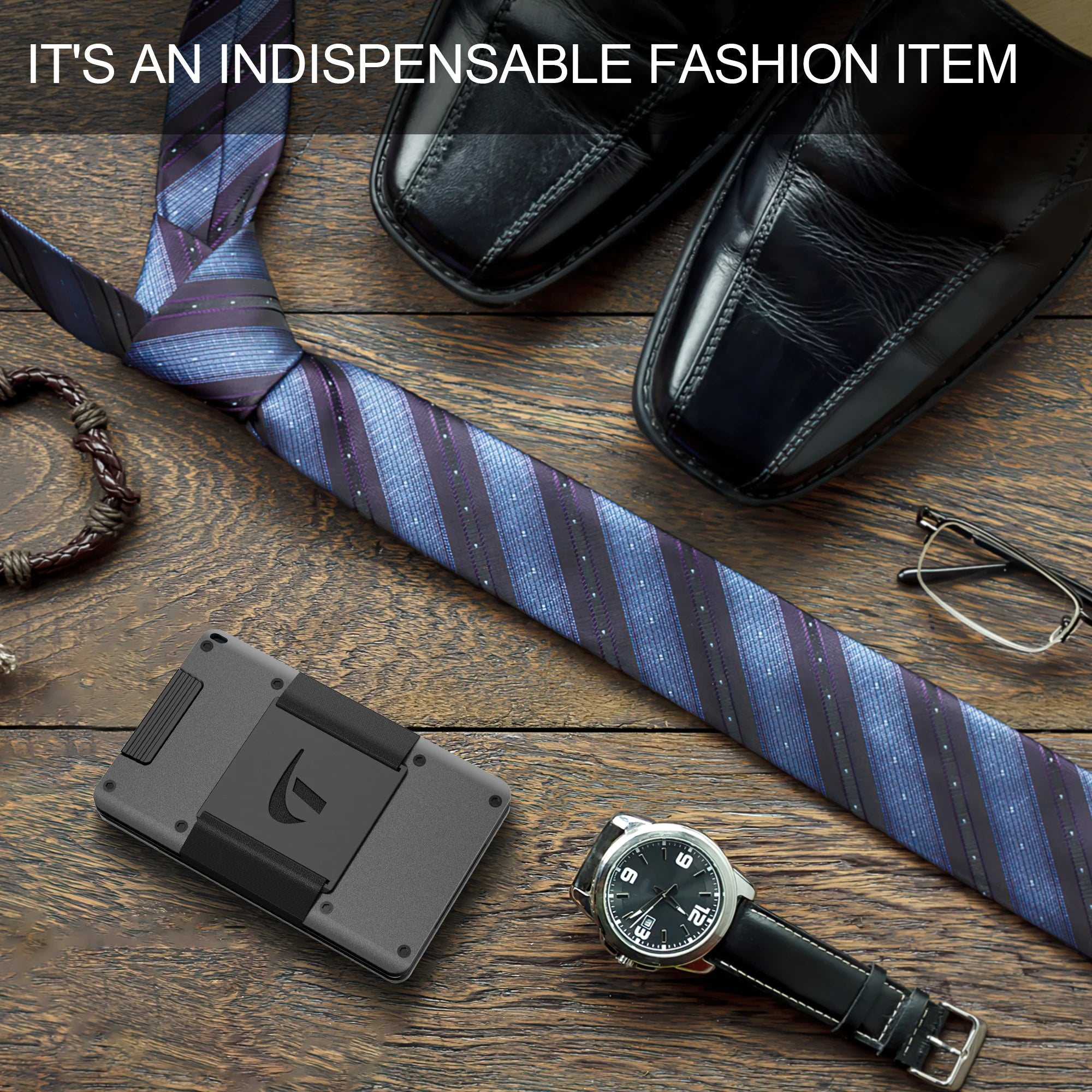 Minimalist Wallet For Men - Aluminum Slim Stretchable Belt Draw-Out Metal Wallet Holds up 15 Cards with Cash Strap,Card