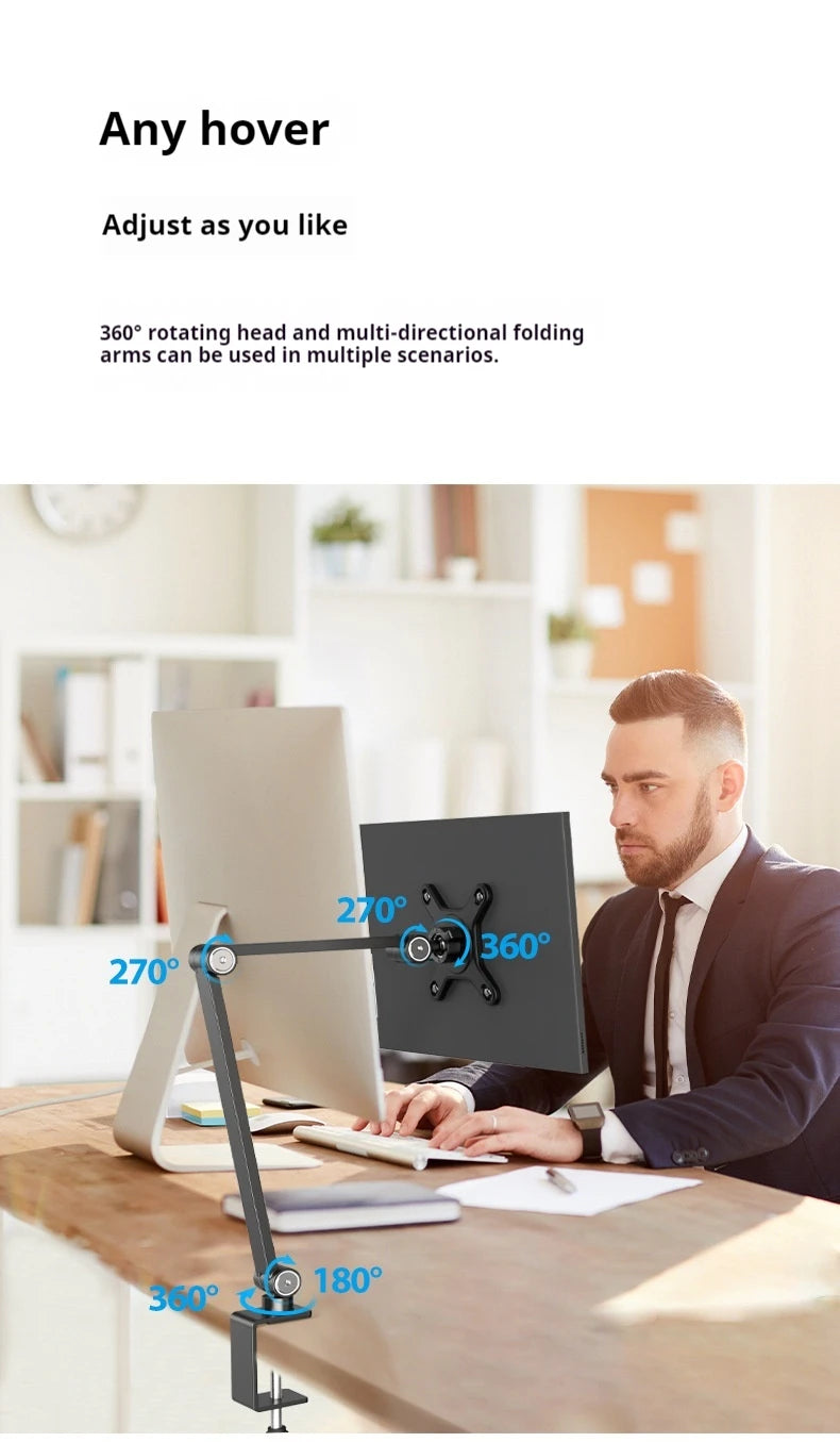 Portable Monitor Mount Stand Holder 75*75 VESA For 7-18 inch Screen 360 Degrees Rotate Height&Angle Adjustable