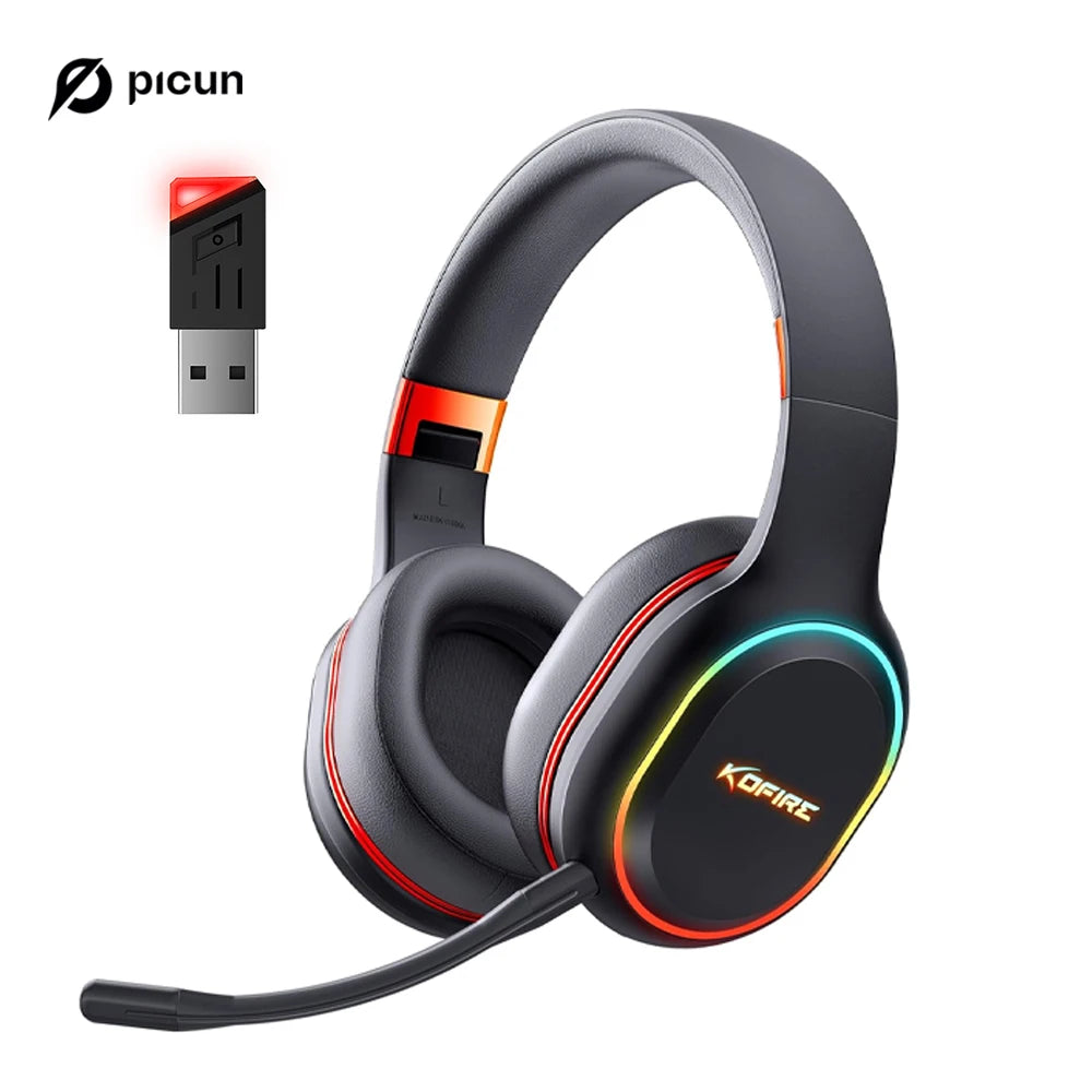 Kofire UG-05 Gaming Headphones 2.4G BT5.0 Wireless Headset With Mic RBG Light Vibration Bluetooth Earphone For PS4 PS5