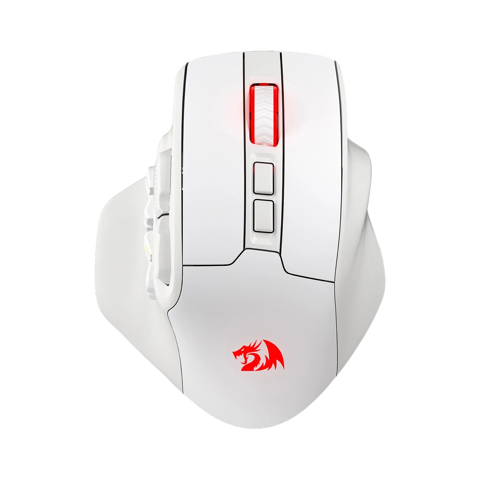 Redragon M811 PRO Wireless MMO Gaming Mouse 15 Programmable Buttons RGB Gamer Mouse 10 Side Macro Keys - WHITE / United