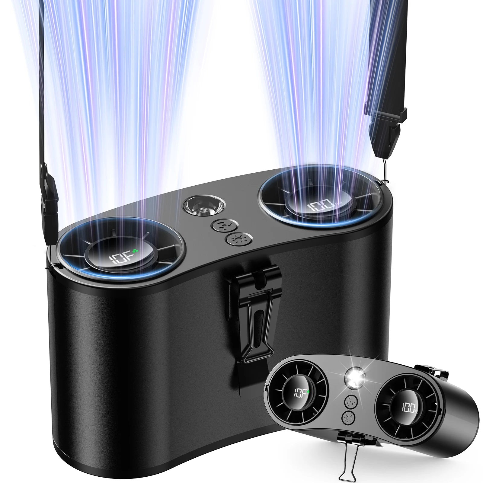 coldSky Portable Waist Fan Upgraded 10 Speeds Personal Fan 20000mAh Rechargeable Desk Fans with LED Display for Outdoor