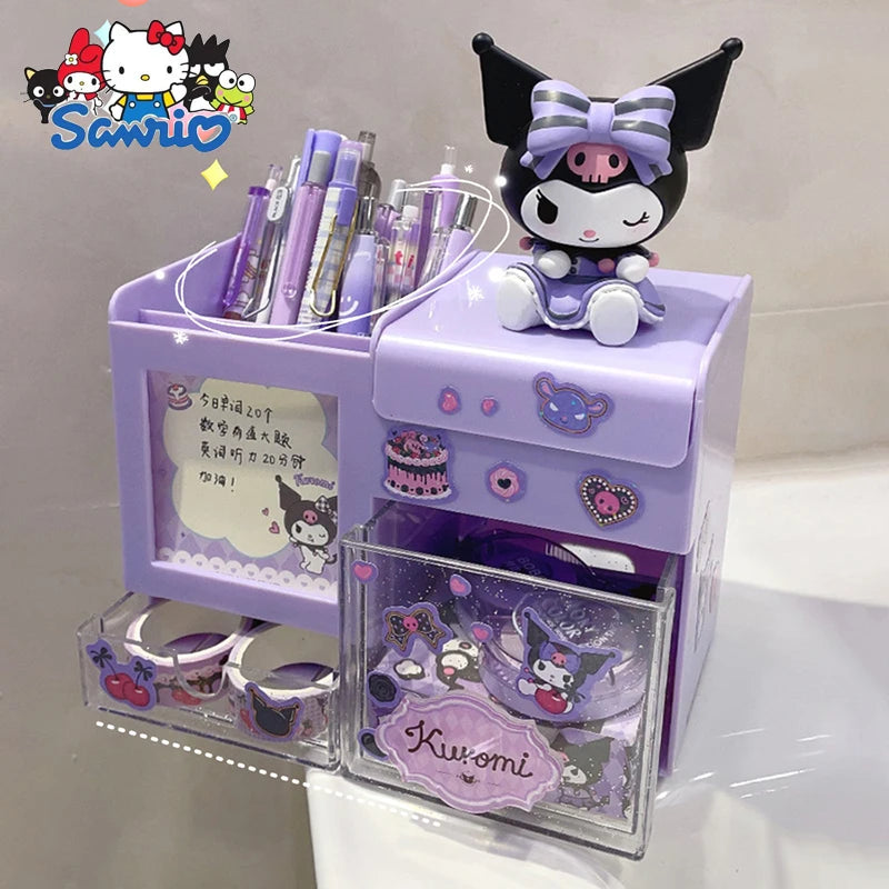 2024 Sanrio Multifunctional Pencil Holder Large Cute Children’s Girl Cinnamoroll Kuromi Student Desktop Stationery
