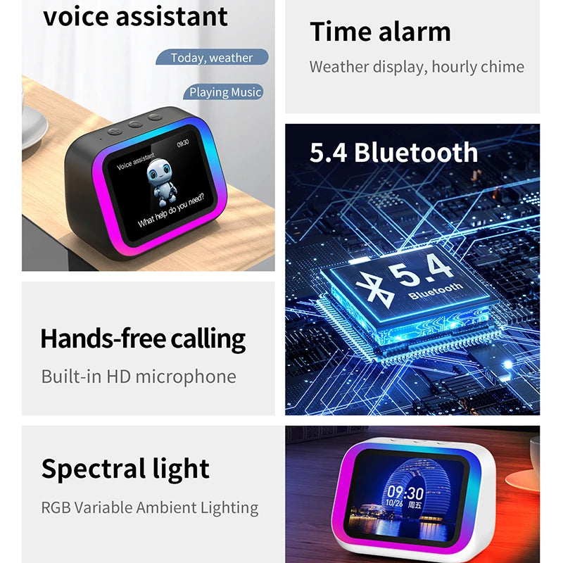 Smart Alarm Clock Bluetooth Speaker Weather Display Night Light Music Stories Player Photo Frame Perfect Gift Bluetooth