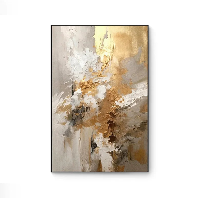 100% Hand Painted，Gold Grey Beige Black,Textured Painting Acrylic Abstract Oil Painting Wall Decor Living Room Office