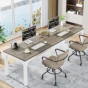 78.7 Inches Extra Long Computer Desk 2 Person Desk Double Long Desk Workstaion for Home Office - United States / Oak