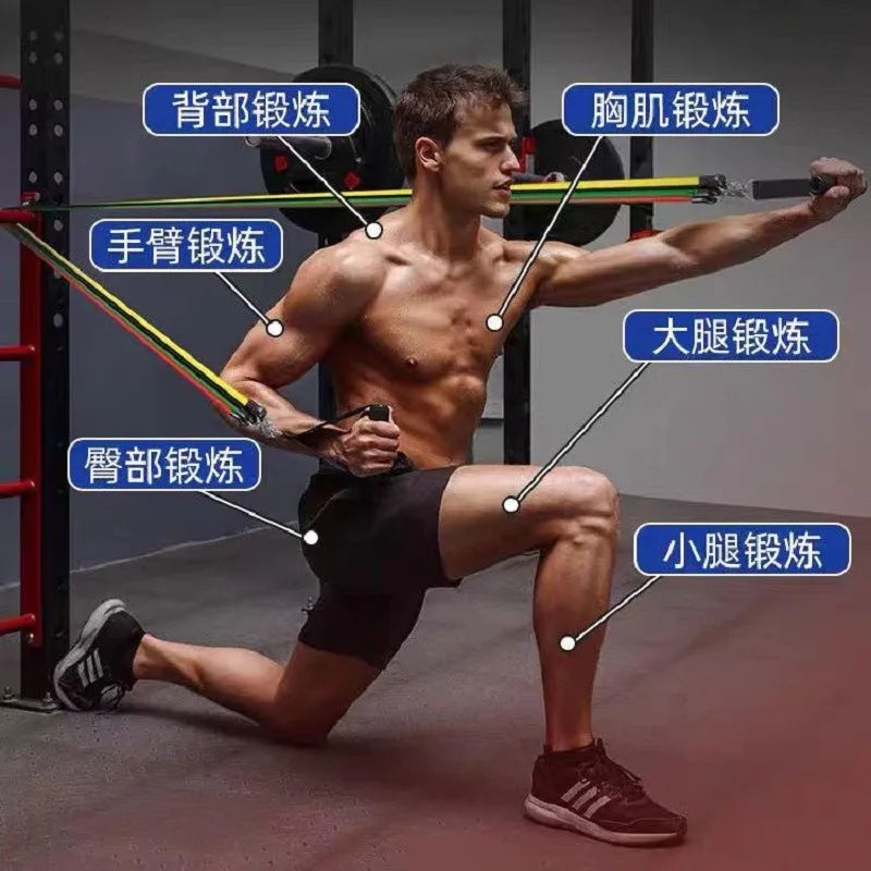 11pcs Tension Rope Tension Band Chest Expansion Resistance Band Adjustable Multi-function Puller Strength Training