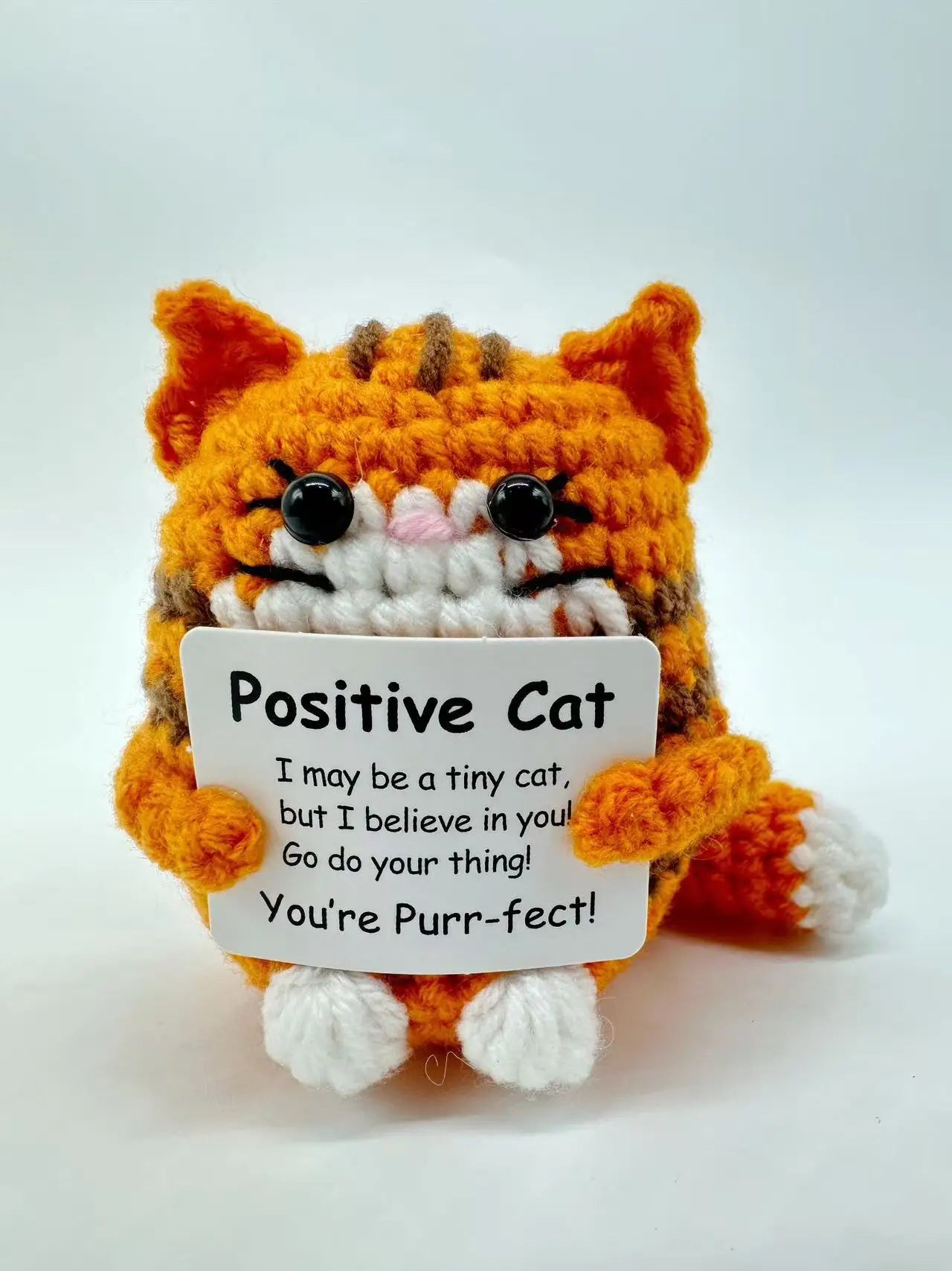 Cute Positive Cat Emotional Support Crochet Animal Funny Gift Desk Decor Christmas Gift - S2