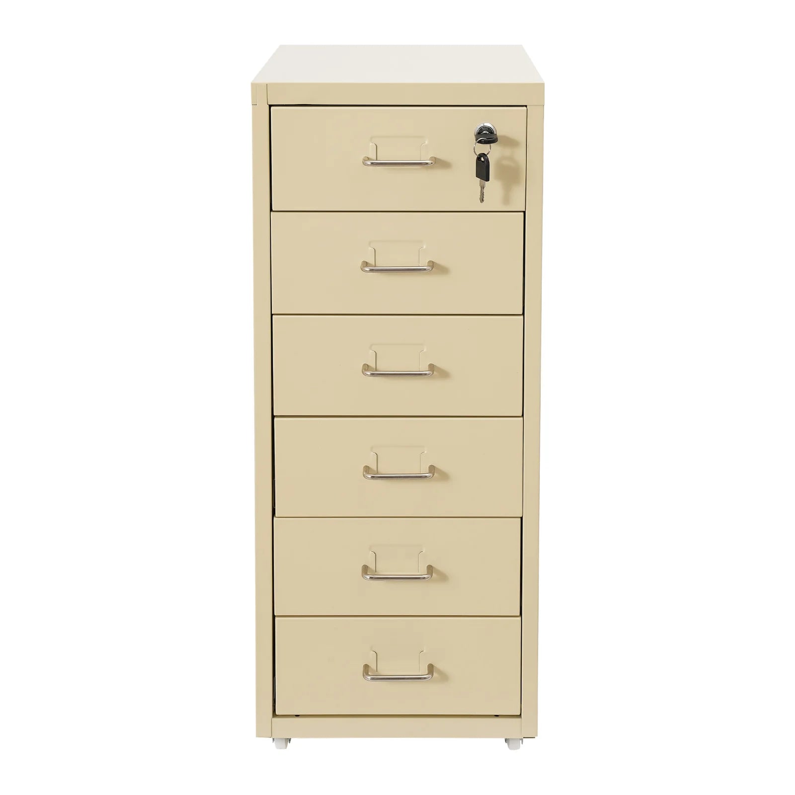 Lockable Rolling Metal File Cabinet| 6-Drawer Home Office Document Storage Container with Wheels|
