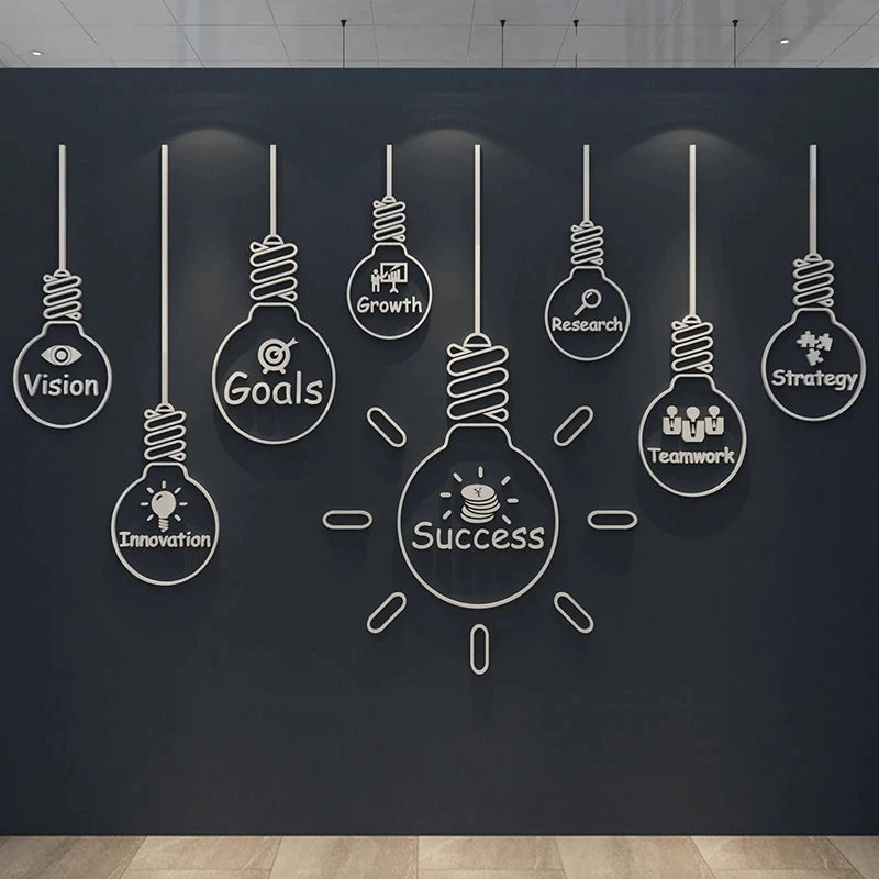Office Wall Decor Painting 3D Stereo Acrylic Home Living Room Decor Wall Sticker Company Corporate Inspirational Wall