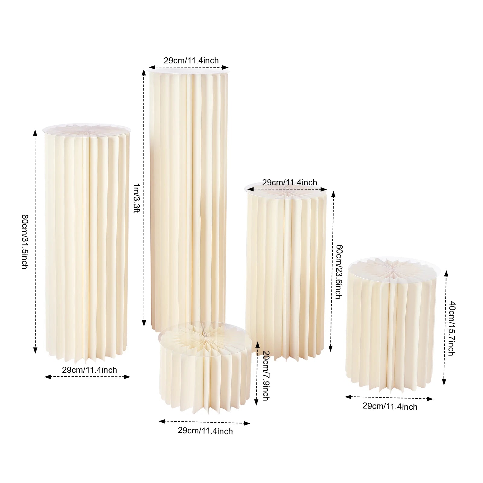 Foldable Paper Columns Display Pedestals Stands 5pcs Wedding Centerpieces Cardboard Vases Flower Vase Flowers Stand