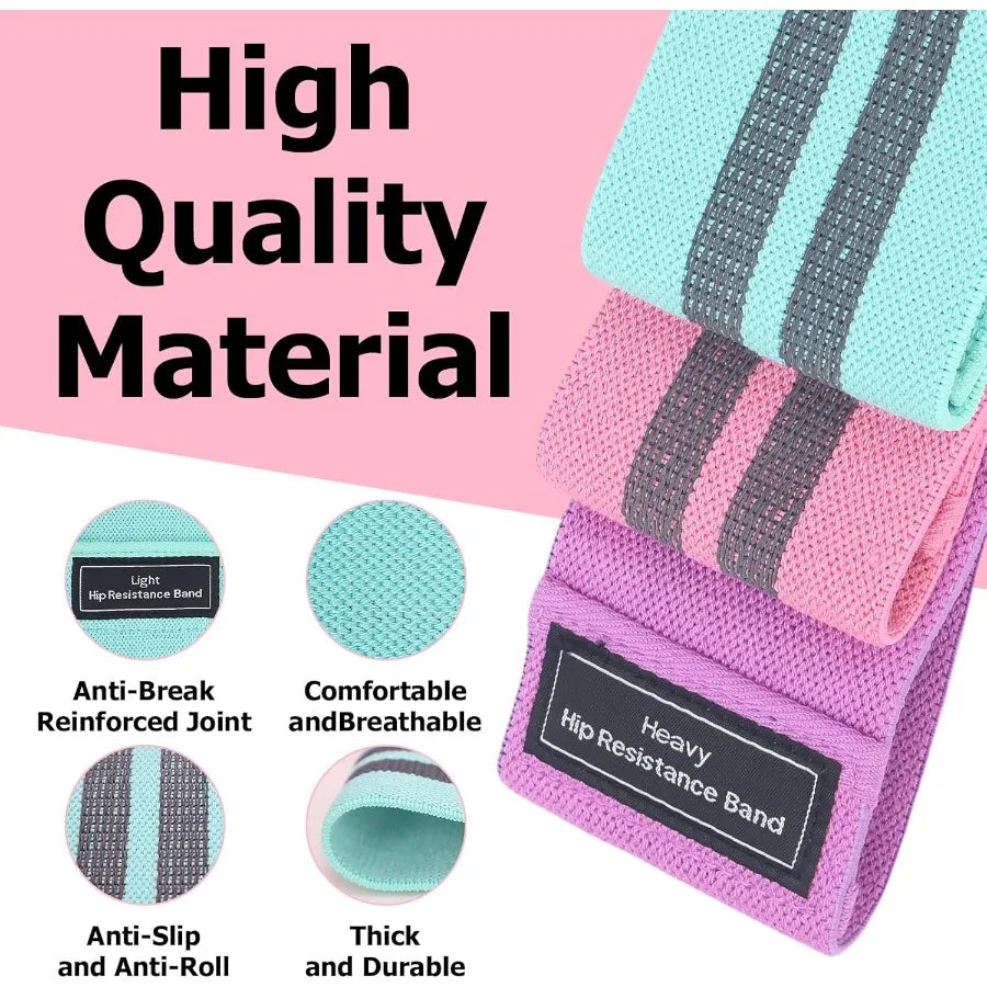 Fabric Resistance Bands Set for Glute and Leg Workouts with NonSlip Design Suitable for Fitness Training Purple: