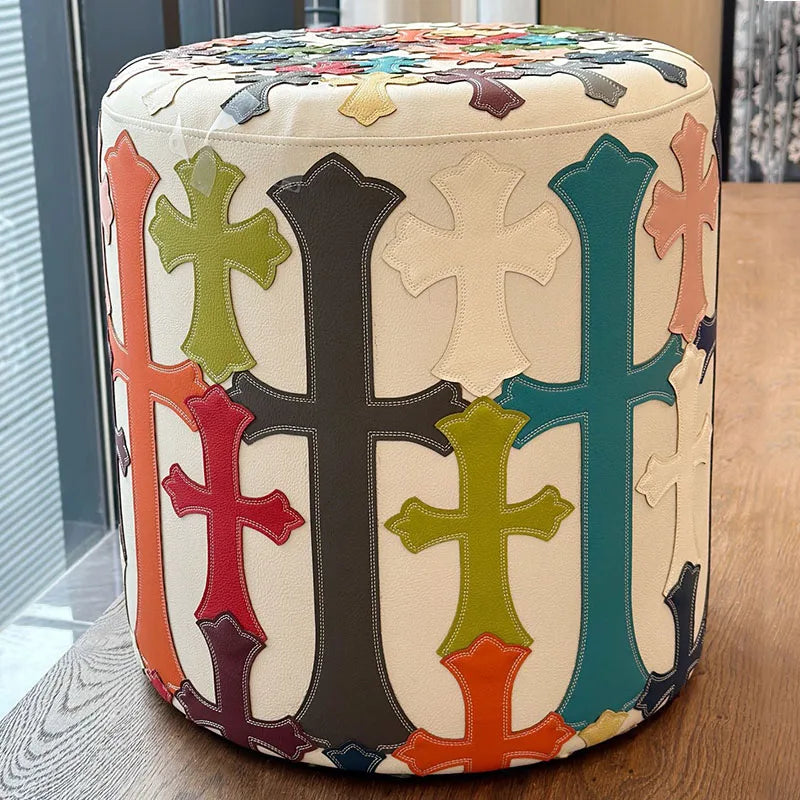 Round Stools Multifunctional Ottomans Children Shoe Changing Stool Decorative Living Room Modern Small Chair Portable