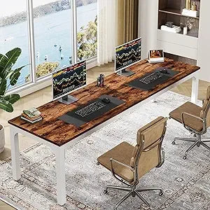 78.7 Inches Extra Long Computer Desk 2 Person Desk Double Long Desk Workstaion for Home Office - United States / Rustic