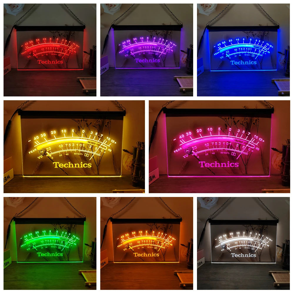 Technics Peak VU dB LED Neon Sign-3D Carving Wall Art for Home,Room,Bedroom,Office,Farmhouse Decor
