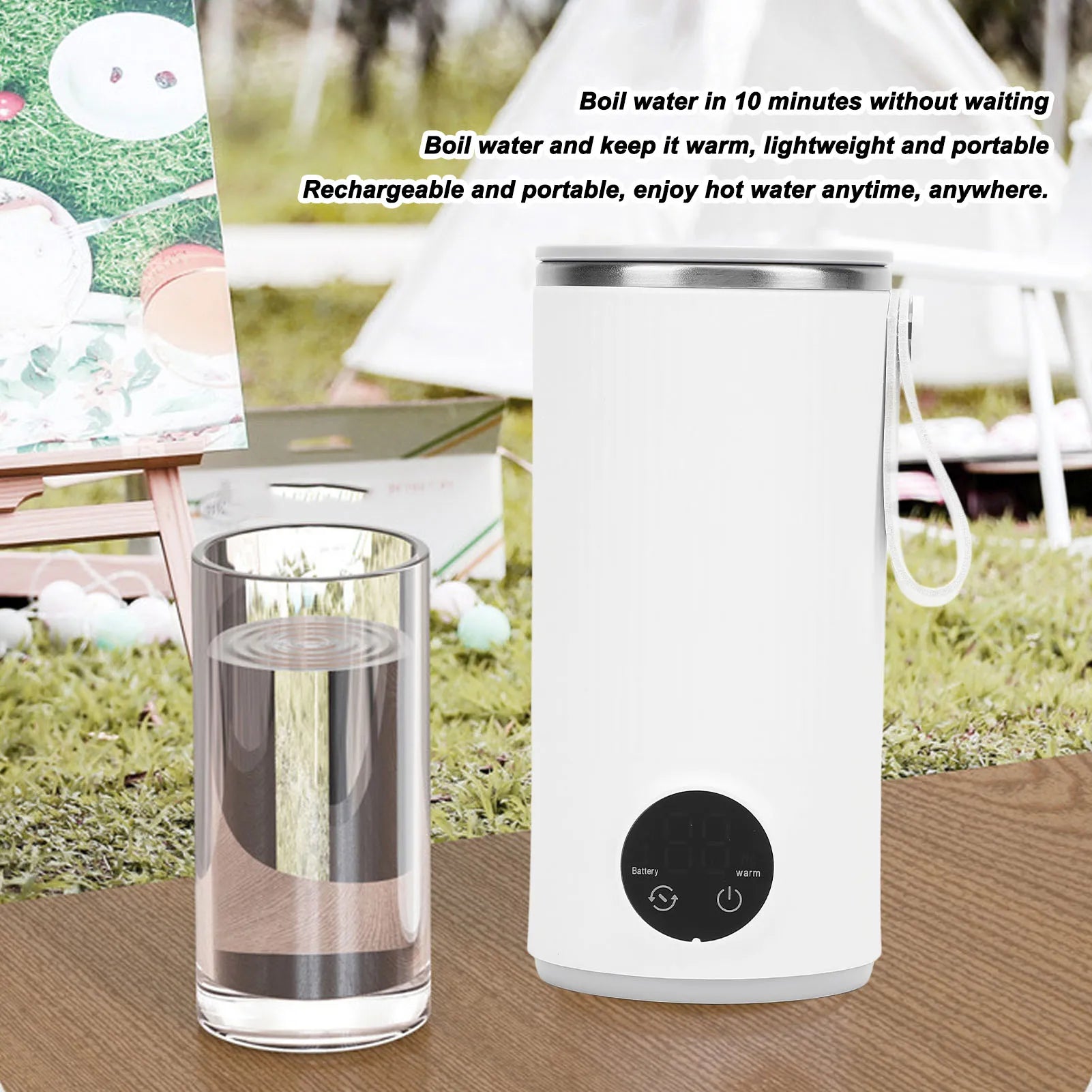 Travel Electric Kettle Cordless Rechargeable 400ML 55°C Stainless Steel Travel Hot Water Boiler for Milk Travel