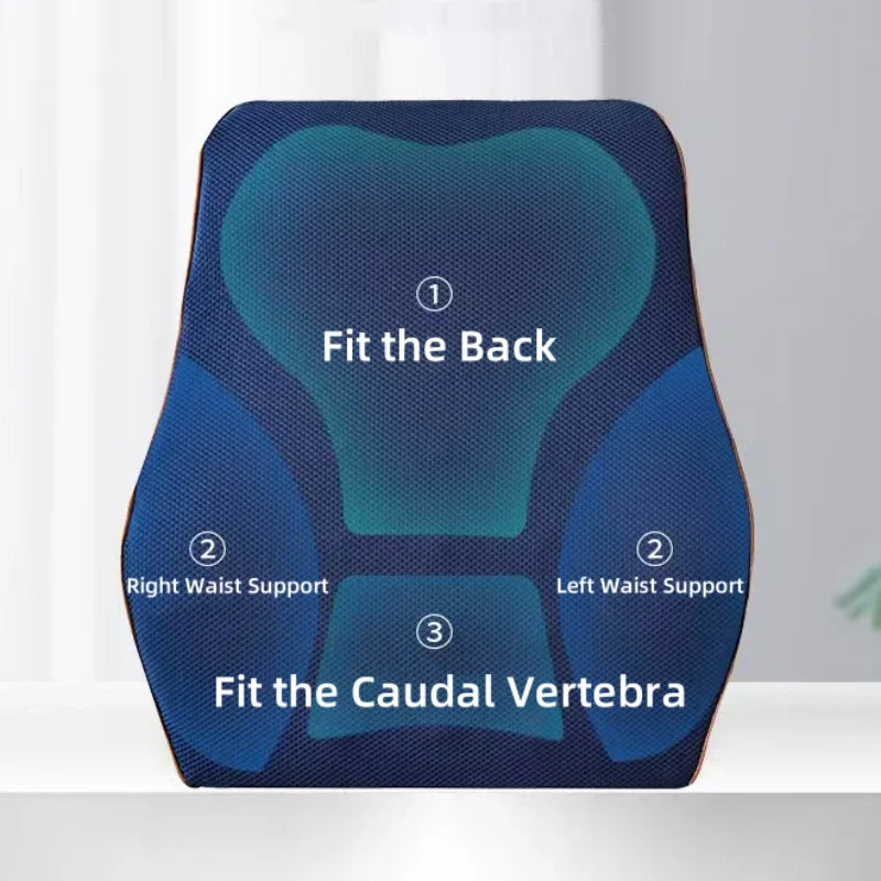 44*37*12cm Chair Backrest Memory Foam Back Pillow Ergonomic Waist Support Lumbar Protection Pillows Removable Cover