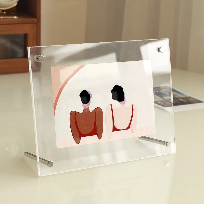 5-Inch 6-Inch 7-Inch Acrylic Frame With Double-Sided Transparent Crystal Wall Hanging Postcard Photo Home Office Desk