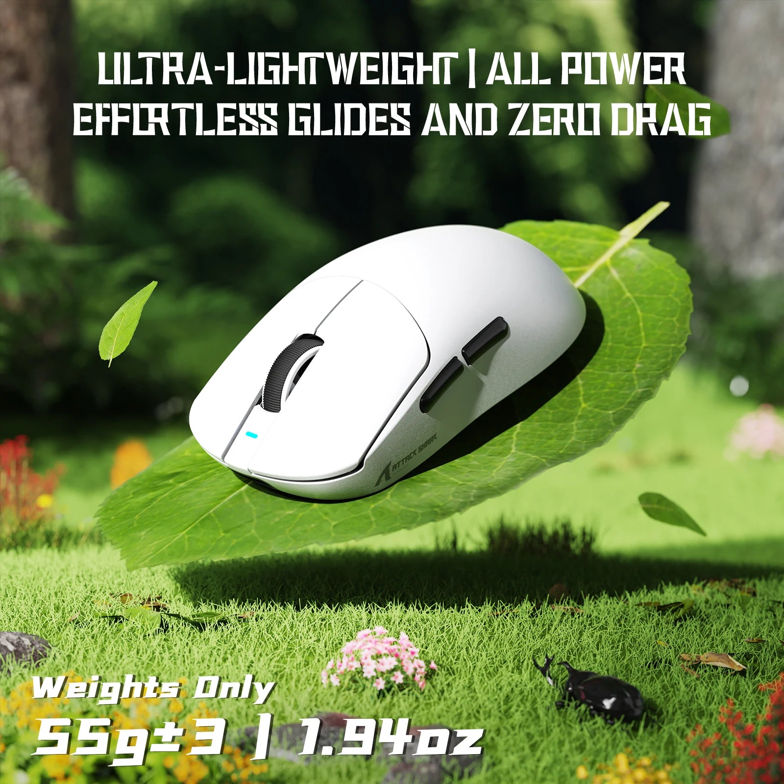 ATTACK SHARK X8SE Wireless Gaming Mouse,Adjustable 25K DPI PAW3311 Optical Sensor,Ergonomic 59g Lightweight,Triple